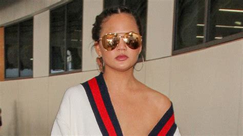 Chrissy Teigen in the Gucci Cardigan Coat at Los 